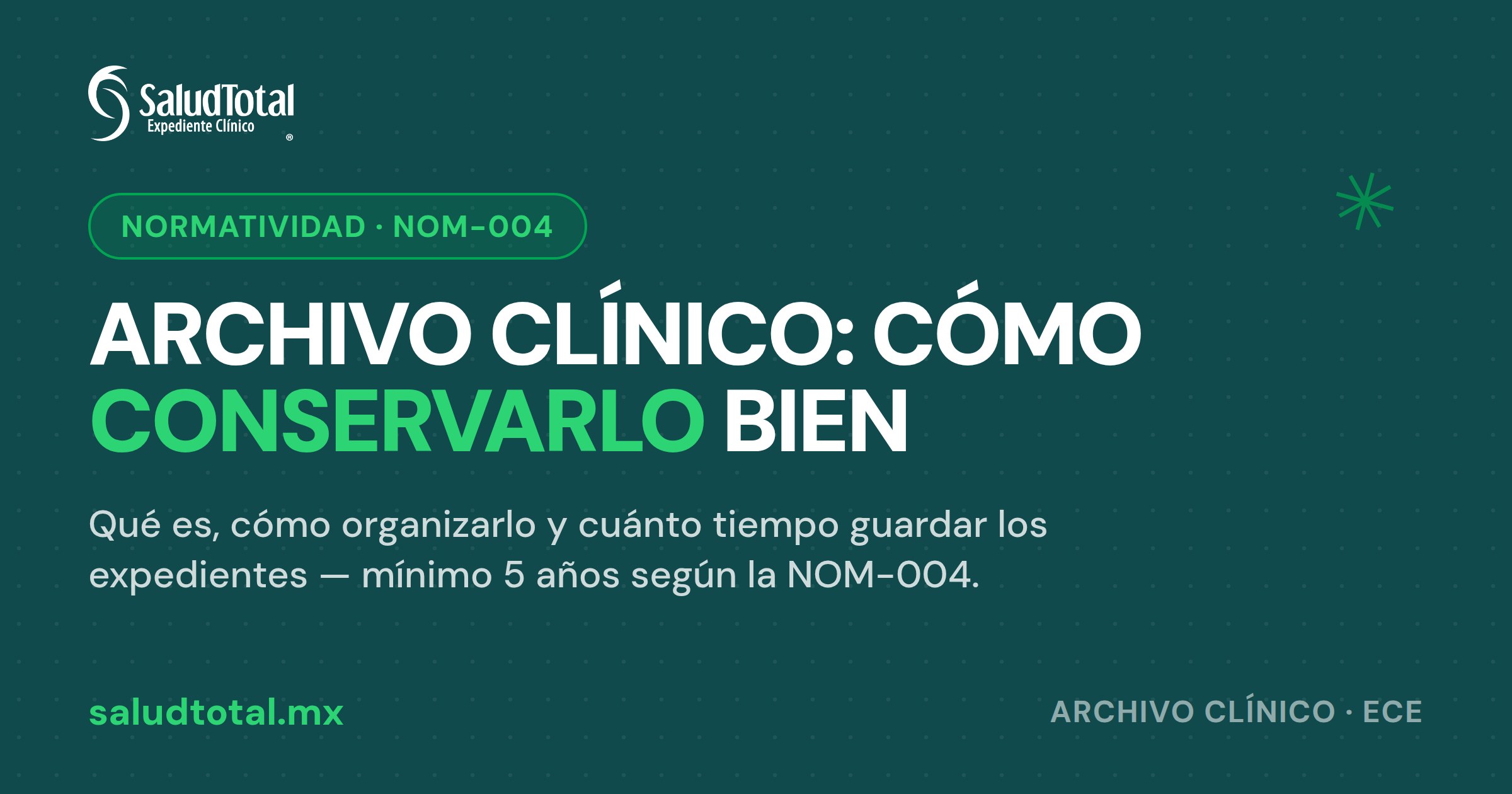 Archivo clínico: qué es, cómo organizarlo y cuánto tiempo conservar los expedientes (NOM-004)